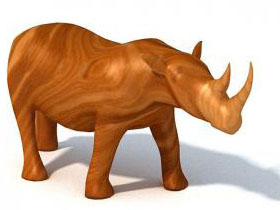 黄色木质犀牛雕塑雕刻