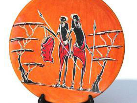 有人物图案的彩绘看盘画盘 陶瓷盘子