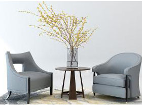 简欧单人沙发、茶几组合