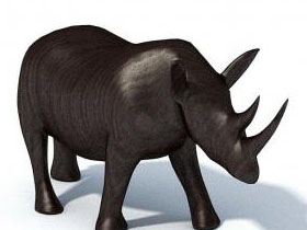 黑色木质犀牛雕塑雕刻
