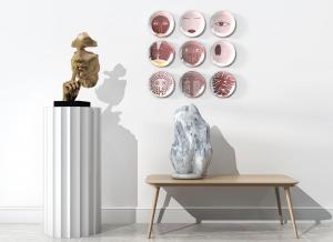 现代抽象人脸雕塑、石头摆件