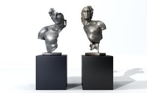 西方残缺半身人物雕塑、摆件