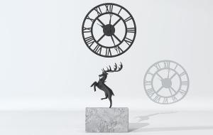 麋鹿雕塑、挂钟、摆件