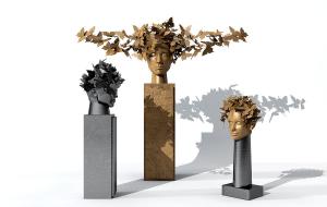 现代抽象人物、蝴蝶雕塑艺术品摆件