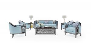 新中式沙发、茶几和台灯组合