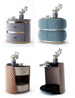 软包床头柜、陶瓷花瓶摆件组合