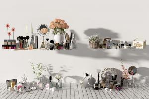 化妆品、彩妆、口红、香水镜子组合、摆件