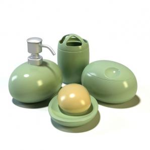 粉绿色卫浴用品套装、卫浴五件套