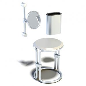 卫生间用镜子、挂式垃圾桶、圆凳
