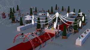 婚庆婚礼花环拱形门、酒桌、彩灯景观