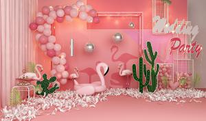 北欧网红气球霓虹灯、火烈鸟、节日婚庆背景墙