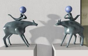 新中式牧童骑牛陶艺装饰品