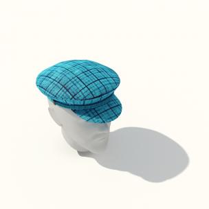 蓝色条格鸭舌帽3d模型 蓝色条格鸭舌帽