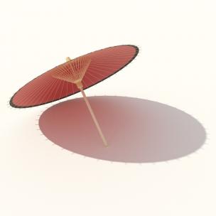 古典木质支架雨伞3d模型 古典木质支架雨伞