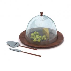 奶酪、葡萄、玻璃罩