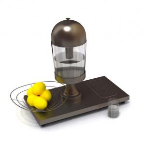 榨汁机、柠檬、小玻璃水杯