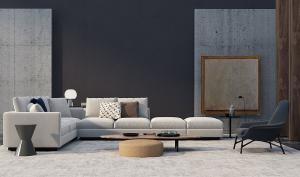 现代沙发、茶几、休闲椅和坐墩组合