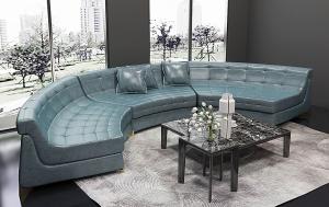 现代皮革沙发、茶几和地毯组合