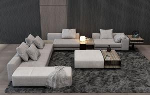 现代沙发、茶几和地毯组合