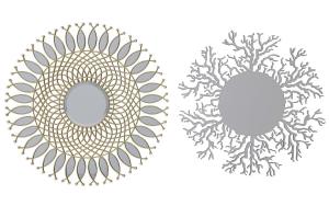 现代轻奢铁艺树枝、圆形装饰边框镜面