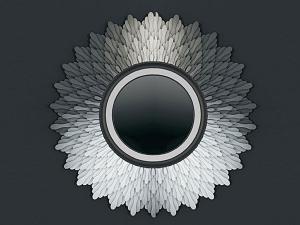 现代花瓣圆形形装饰镜子框、镜面