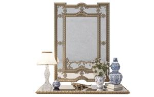 欧式方形雕花双层镜框、镜面