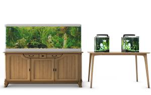 北欧柜式鱼缸、放在桌子上的小鱼缸