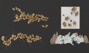 新中式银杏叶金色挂件