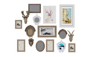 北欧鹿头挂件、木质画框装饰画、墙饰