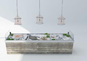 卖鱼货架、虾、鱼组合