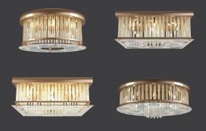 现代金属圆形、方形水晶装饰吸顶灯3d模型 现代金属圆形、方形水晶装饰吸顶灯