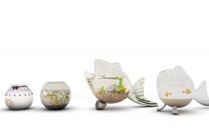 球形鱼缸和鱼形鱼缸组合