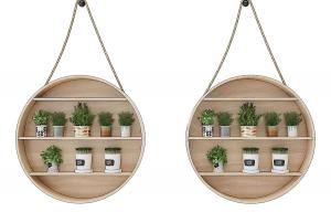 北欧圆形置物架、植物摆件墙饰