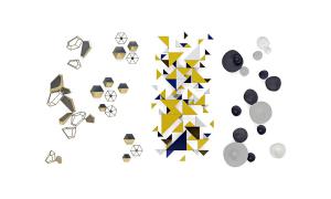 现代铁艺拼接装饰、几何图案墙饰