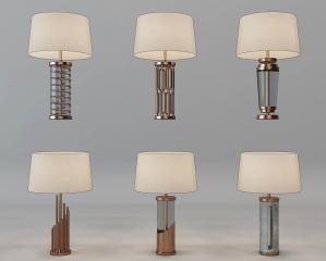 新中式铜制铁艺金属灯柱台灯