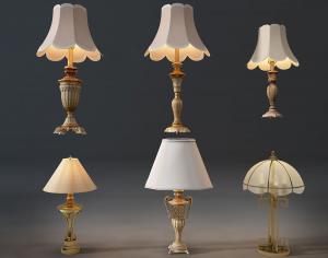 美式古典雕花灯柱花朵灯罩台灯