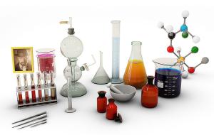 实验室用品、试管、蒸馏器陈设摆件