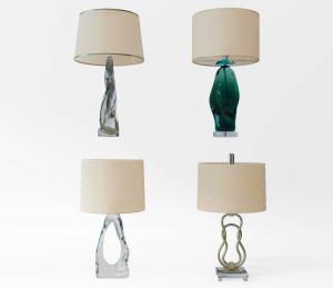 现代彩色玻璃水晶灯柱圆柱形灯罩台灯