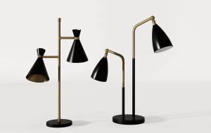 现代黑色双头金属台灯