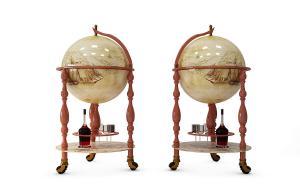 欧式地球仪、红酒、高脚杯酒架摆件