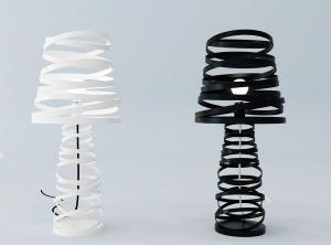 现代黑色白色圆圈灯柱灯罩台灯