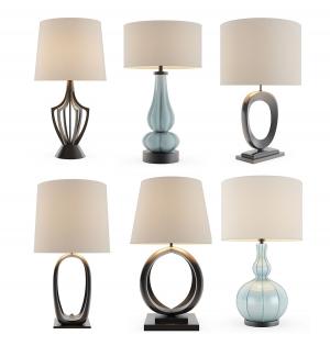 新中式葫芦、圆形镂空灯柱台灯