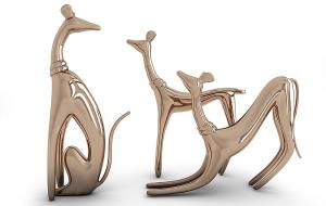 现代轻奢金属动物狗雕塑、摆件