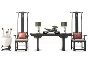 中式高背椅、案几组合组合