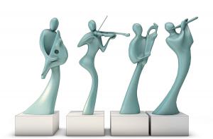 抽象奏乐、乐队雕塑、摆件