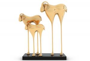 现代轻奢金属山羊雕塑、摆件