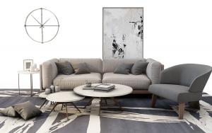 北欧布艺多人沙发、单人圆背沙发