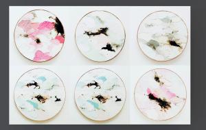 新中式圆形立体抽象画、墙饰