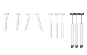 现代柱状射灯、吊灯组合