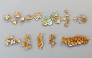 新中式金属铁艺银杏叶、花朵墙饰挂件